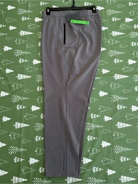 Athletic Works Men's 3XL Slim Knit Performance Pants Gray Zip Pockets Stretch